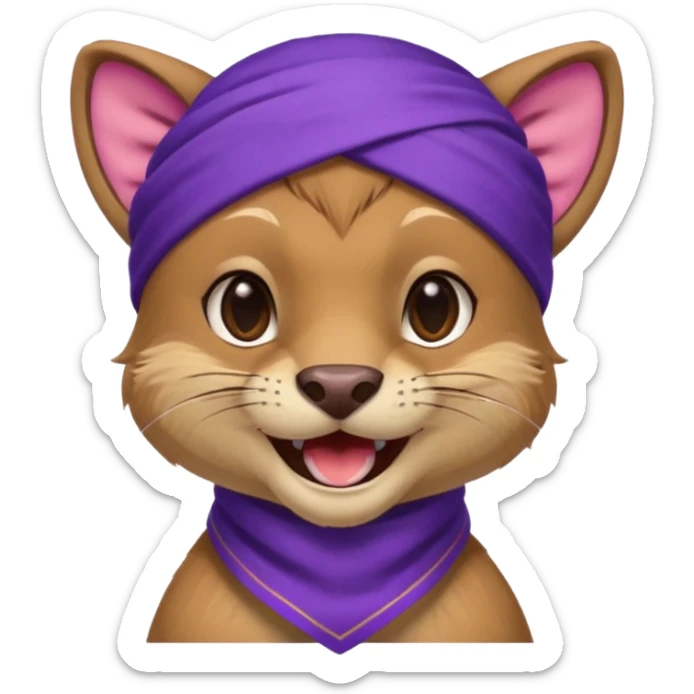 
Fossa animal wearing a purple bandana on his forehead from league of legends laughing emoticon sticker