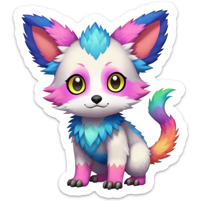  Colorful Kawaii Trico FurSona Fakemon Full Body sticker