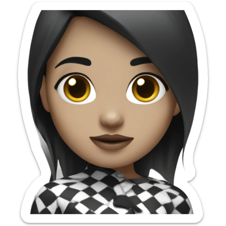 Girl with white skin, black checks,black hair,black ryes sticker