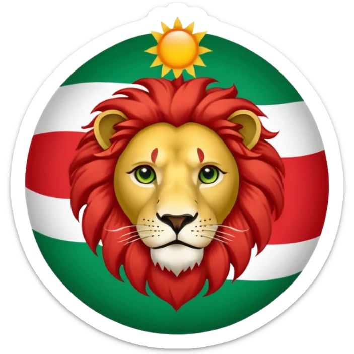 Iran flag sun and lion in the center of flag sticker