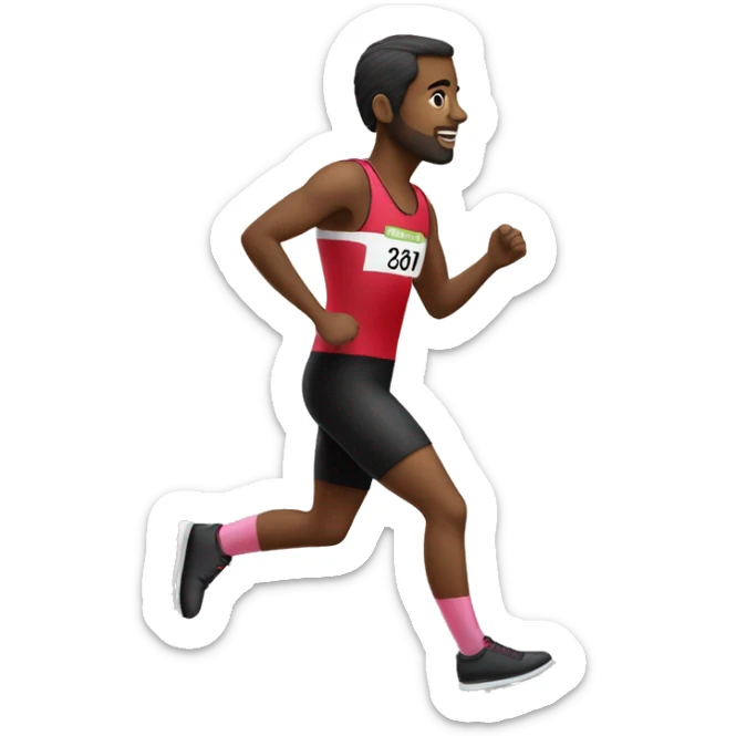 Coureur à pied avec un débardeur noir et rouge et des chaussures blanche et roses sticker