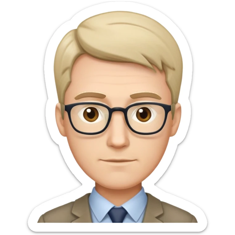 ENGLISH-TEACHER, MALE,  NO-GLASSES POINTED-FACE, a little bit of hair sticker