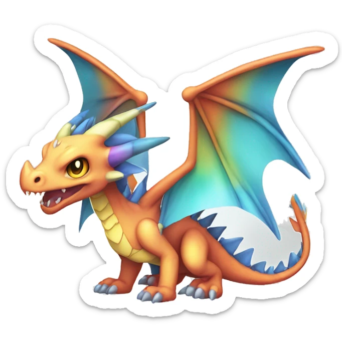 Kawaii Edgy Bright Ethereal Fantasy Dragon Pokémon Fakemon full body sticker