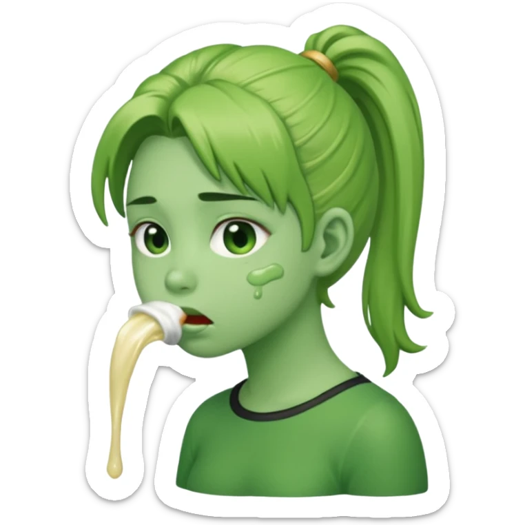 I want to have the puke emoji but with a pony tail, like Ariana Grande sticker