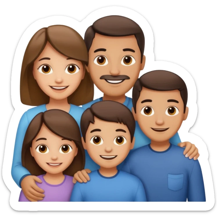 Happy family of 5: mom, dad, sisters and brother sticker