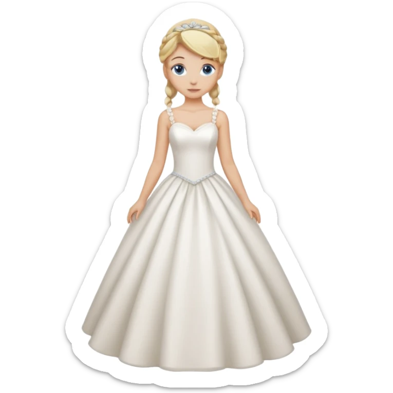 Chica blanca,ojos azules,pelo rubio y recogido, vestido noviacuerpo entero sticker