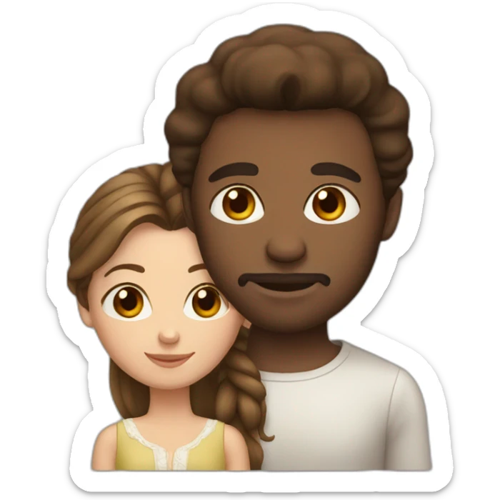 African man and russian girl with brown hair sticker