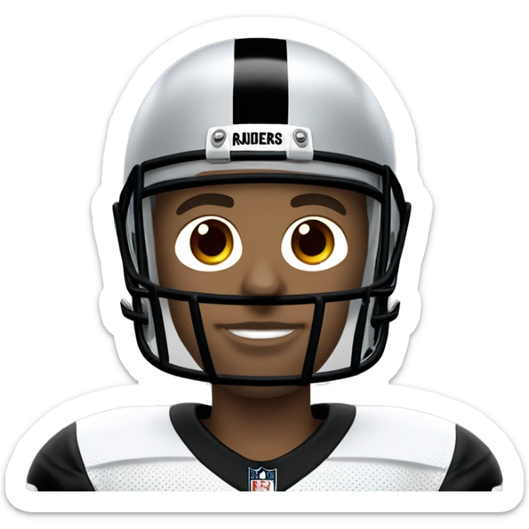 big white man wearing oakland raiders nfl football helmet and jersey sticker