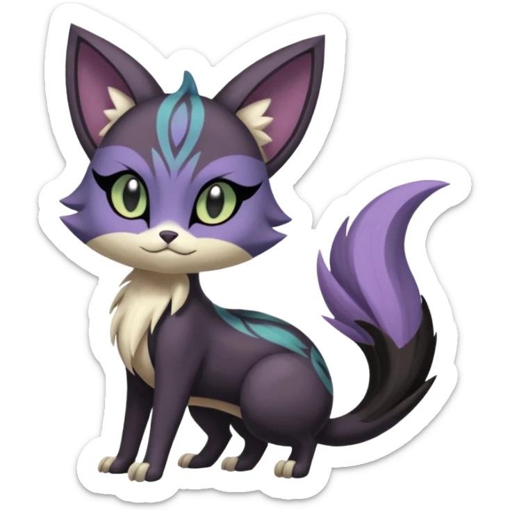 Meloetta-Purrloin-Nargacuga-Pokémon-Fakémon-fusion-hybrid-creature sticker