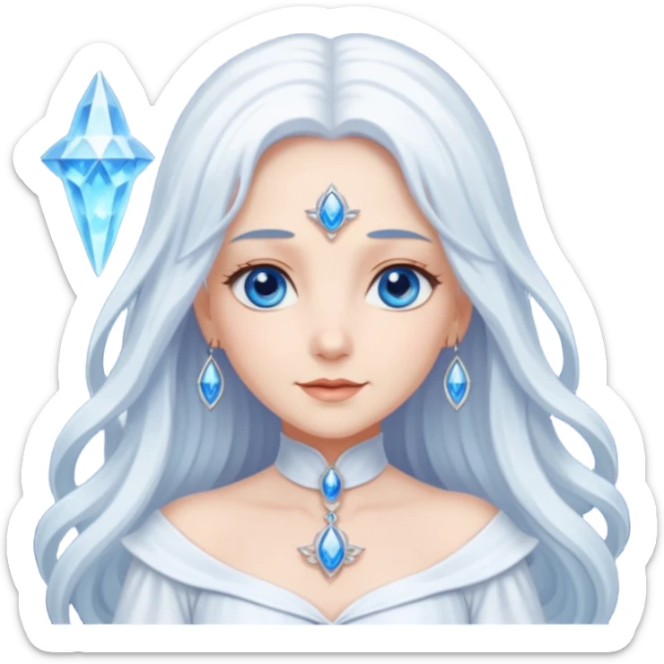 Good Witch of the North from the Wizard of Oz with long white hair, blue eyes, white outfit sticker