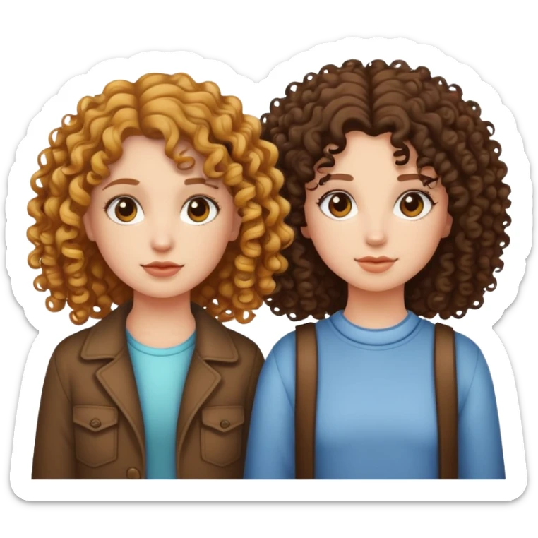 Two girls one with curly hair and one with street hair  sticker