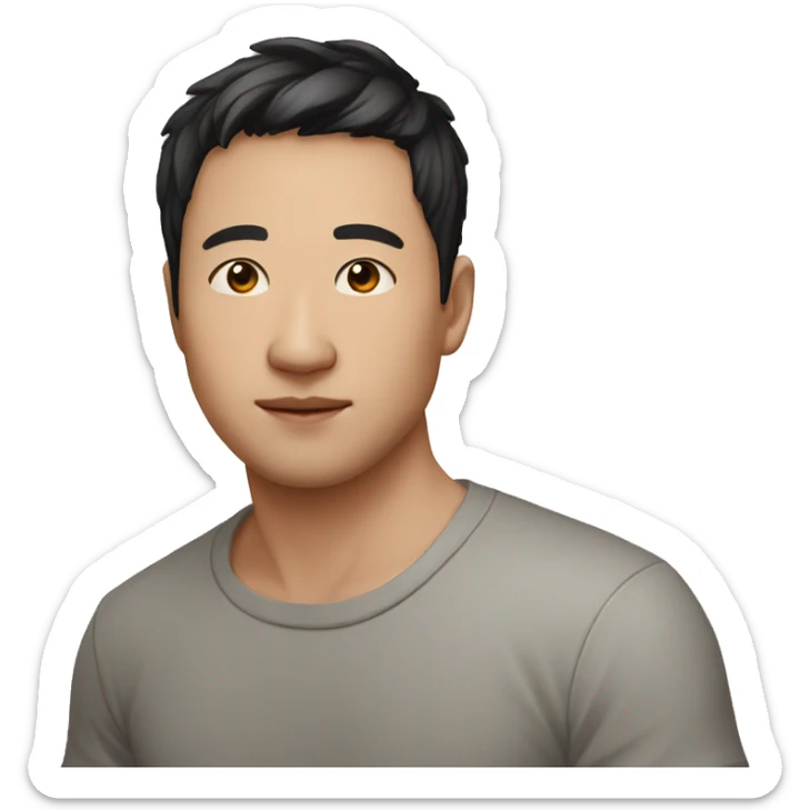 38 years old laotien guy with round asiand black eyes, fair skin sticker