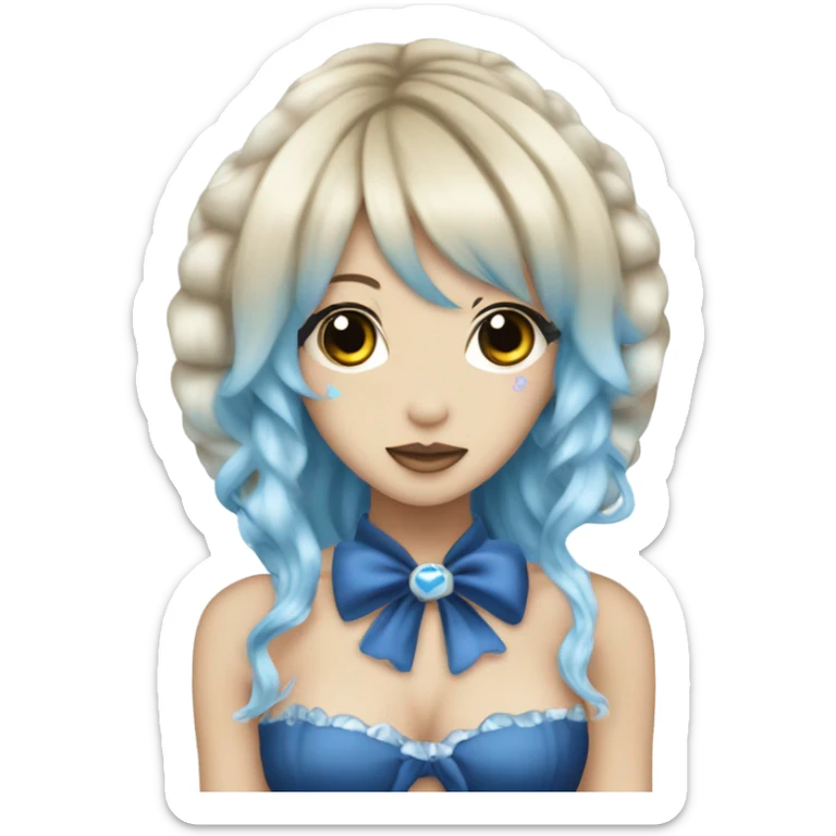 siren hime gyaru, blue skin, fins ears sticker