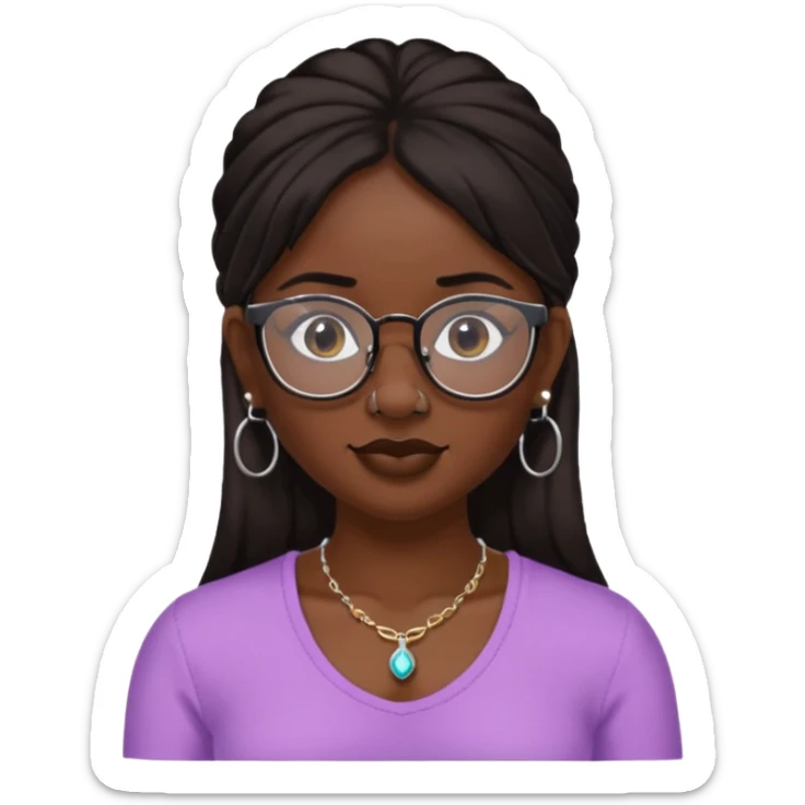 sarah babygirl dark hair and glasses with nose piercing and earrings and crop top sticker