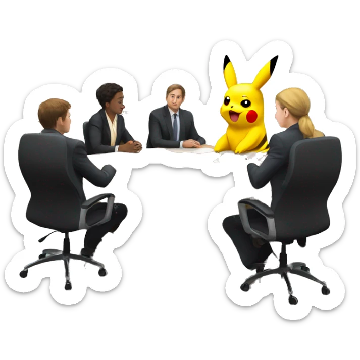 pikachu in a meeting  sticker