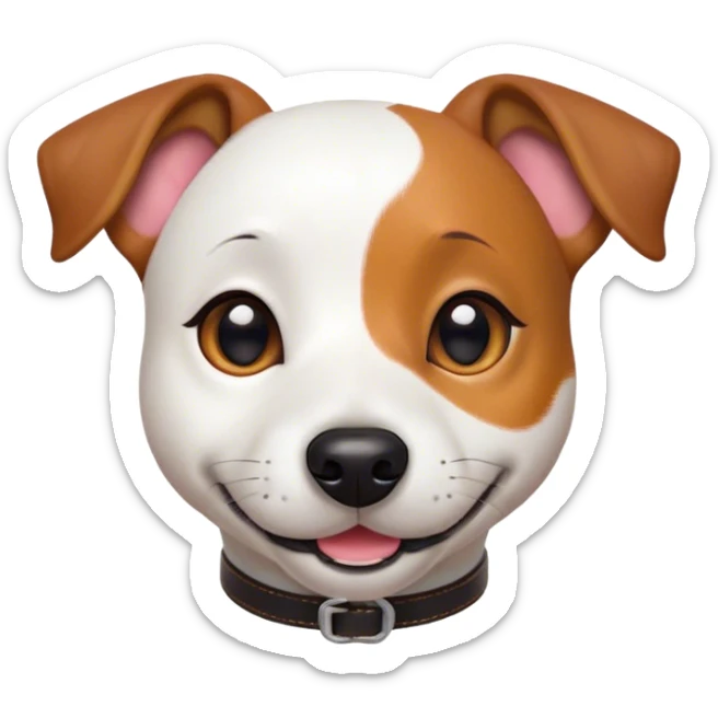 Cinematic Cute Jack Russell Terrier Portrait Emoji, Head tilted playfully and inquisitively, featuring a charming, small yet spirited body with a smooth, glossy coat, round, sparkling eyes full of delightful curiosity, and an endearing, mischievous smile, Simplified yet irresistibly adorable features, highly detailed, glowing with a warm, inviting glow, high shine, affectionate and lively, stylized with a touch of whimsical canine charm, soft glowing outline, capturing the essence of a mischievous yet lovable Jack Russell Terrier that seems as if it could scamper out of the screen into your arms! sticker