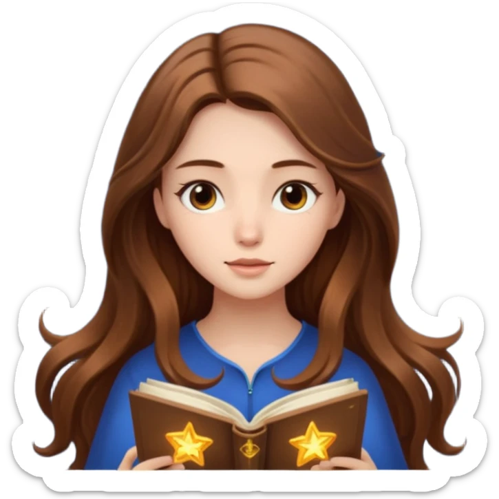 emoji of a girl with long hair reading a horoscope sticker