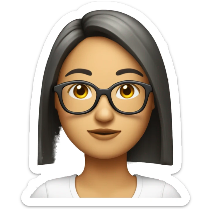 Chica moren con pelo largo, flequillo, gafas y cámara de fotos  sticker