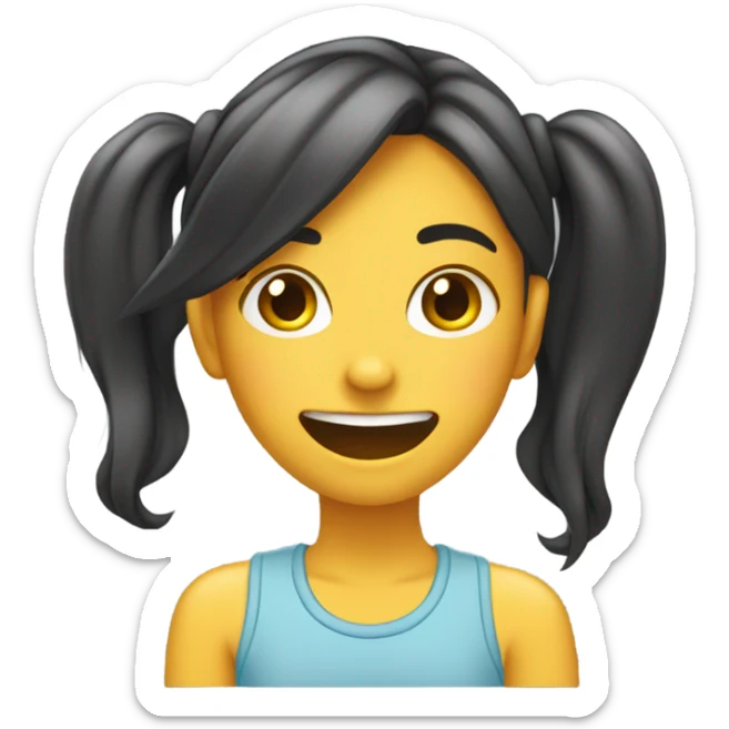 teenage girl flirting tucking hair behind her ear sticker