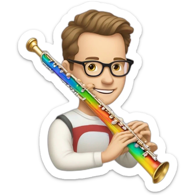 Jonathan Toews wearing glasses as a rainbow musical flute instrument in a symphony with pastel roses sticker