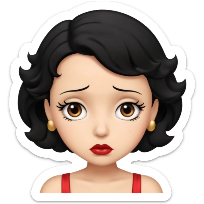 Do not change the face I already created, I want her with Betty boop face and black hair worry  sticker
