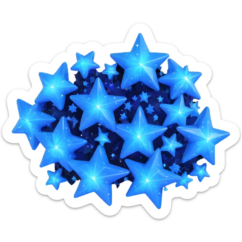 shiny blue cluster of stars and sparkles, twinkling and vibrant, with a magical aura sticker
