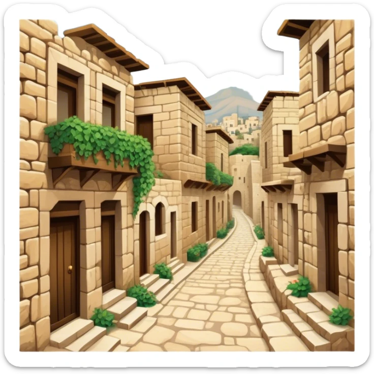 Byblos Old City Landmark Emoji – Portraying the historic stone houses, narrow streets, and Phoenician ruins. sticker