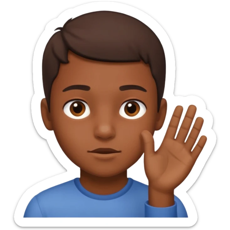 A boy showing right cheek to her mother asking for a gentle playful slap only boy no picture of mother included in emoji sticker