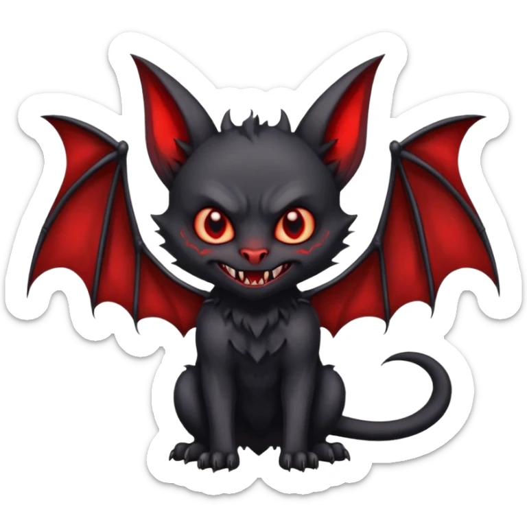 Cute cool edgy wholesome vampiric bat-demon-feline-hybrid-creature, full body sticker