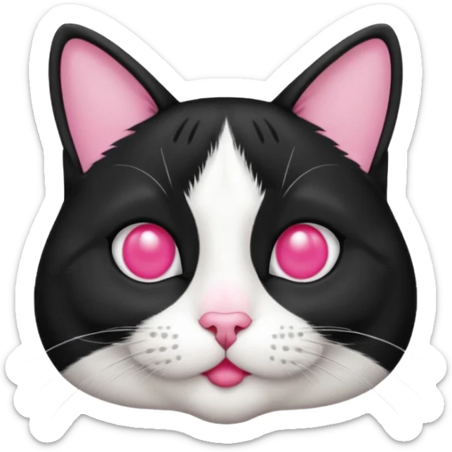 A tuxedo cat, not wearing tuxedo, top half body, a black mark near his mouth under the nose sticker