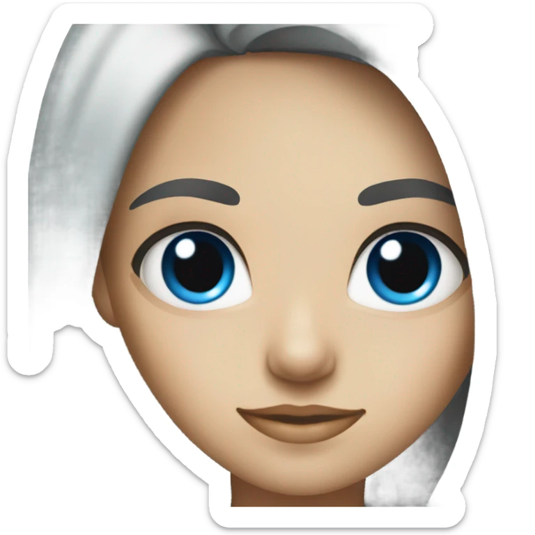 girl with long black hair and blue eyes sticker