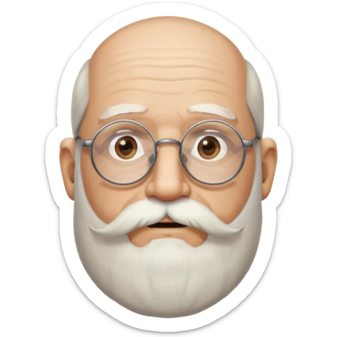 An old man with a beard and glasses and a little bit of hair on top named phillis sticker