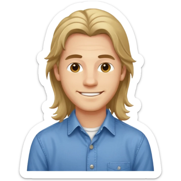 homme jeune cheveux long avec le sourire style européen sticker