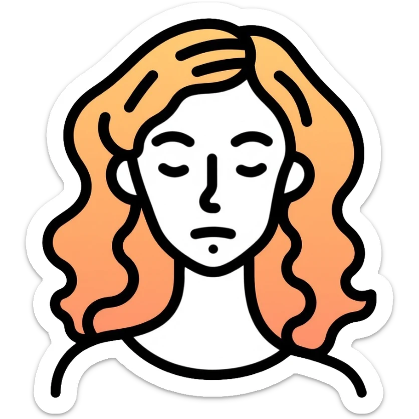 Girl with wavy hair and white skin sticker