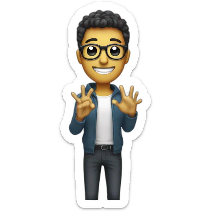 persona con todo el cuerpo con manos sonriendo y con gafas  sticker