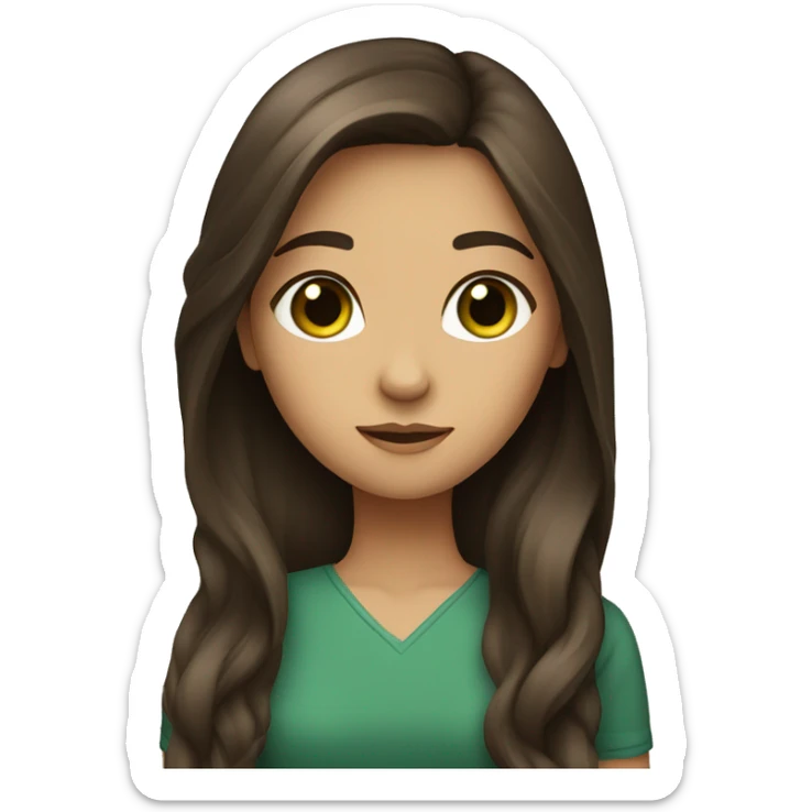 A long hair brunette girl with green brown eyes crossing her arms sticker