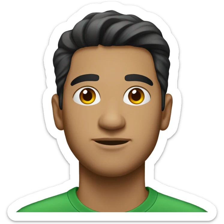 headshot of Hispanic Man in His 20s wearing a green shirt  sticker