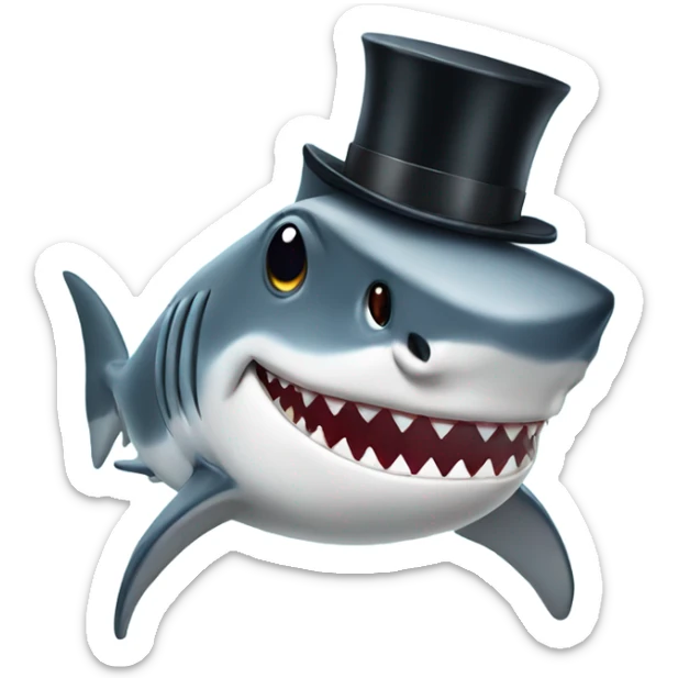 Shark with a top hat sticker