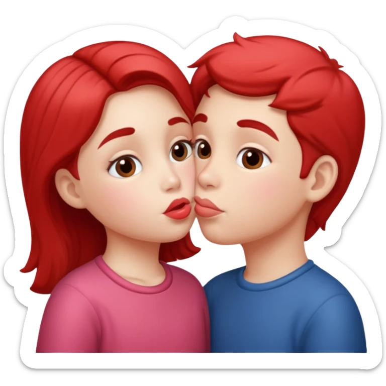 Des enfants qui se font un bisou sur la bouche sticker