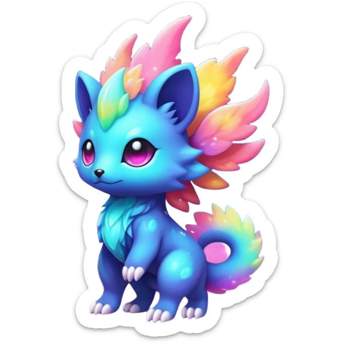 Cute cool colorful nebula fantasy animal hybrid Fakemon full body sticker