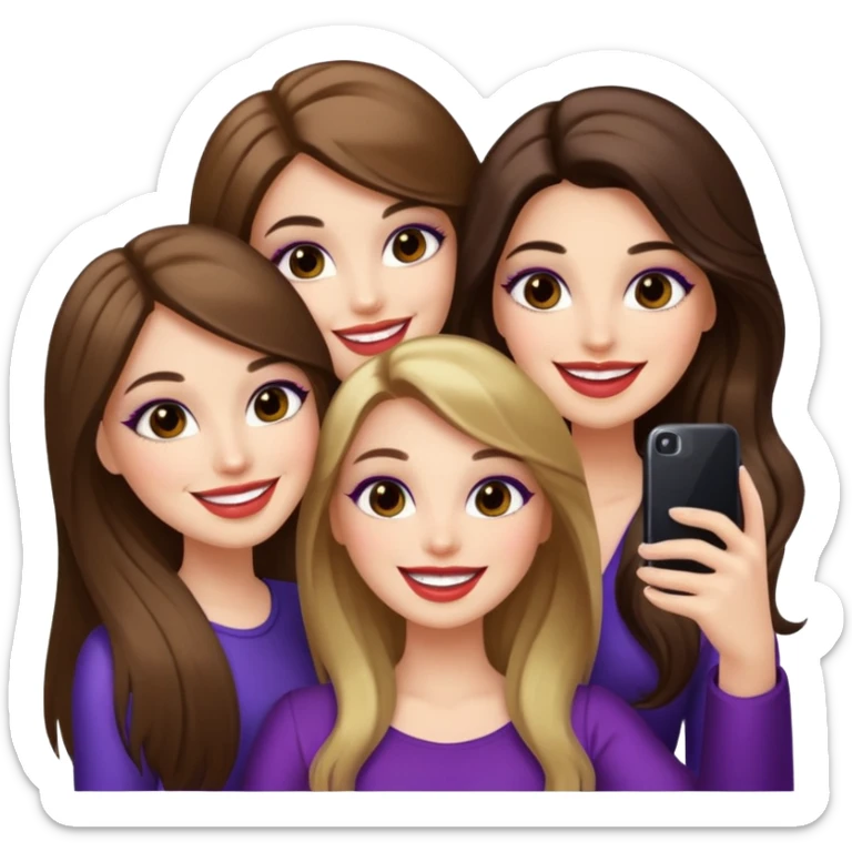 Glam girls in a group of 3 friends , taking a selfie  sticker