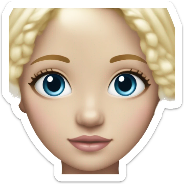 ocean blue doll eyes, blonde hair, feminine, pink, girl, angelic sticker