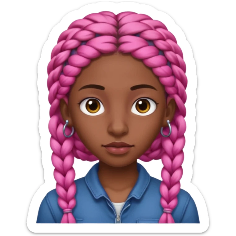 arikan, dark long hair whit pink 
braids. brown skin, smal round face and a big nose sticker
