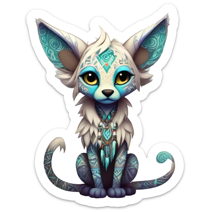 cute Kawaii edgy ethereal shy epic tribal fantasy animal fursona Fionbri creature by griffsnuff & LiLaiRa & Falvie with exotic colors with intricate patterns full body sticker