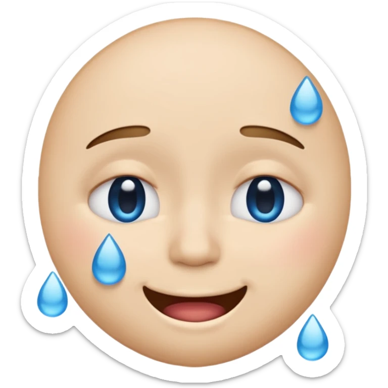Pleading Face emoji, smiling with closed eyes and two large blue tears—iOS style. sticker