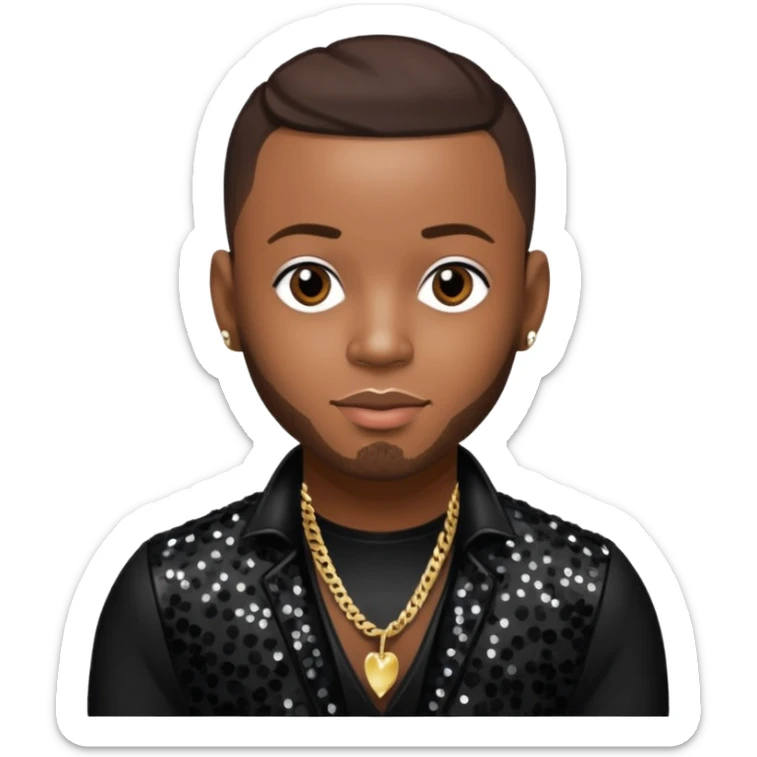 Pleasure P, R&B Singer from Pretty Ricky with dark brown hair, black sequin outfit sticker