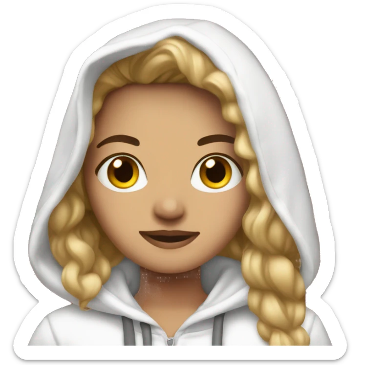 Darkblonde hair girl with white christmas hoodie sticker