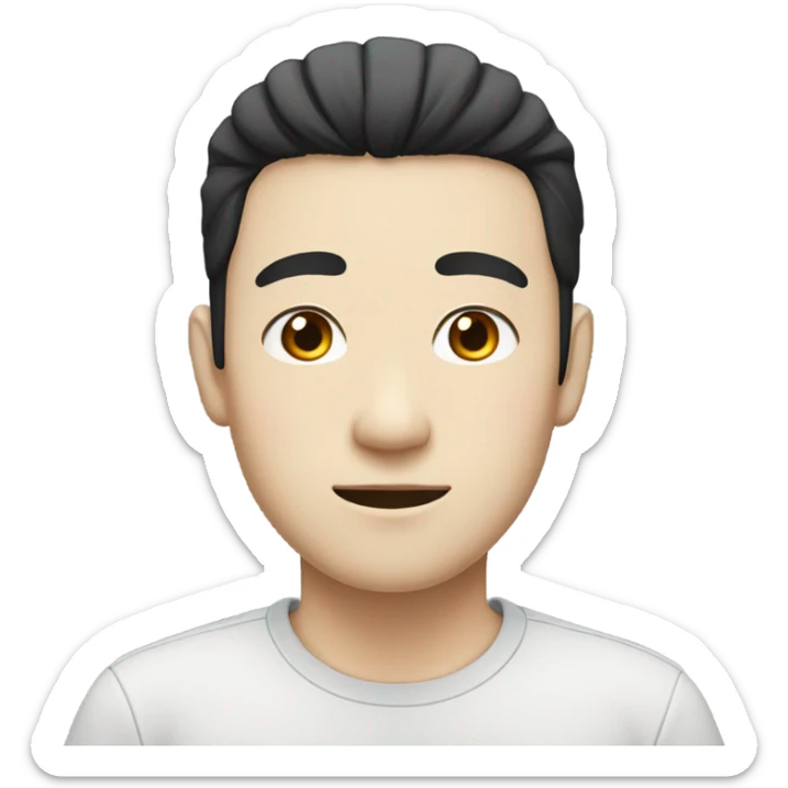 man from japan with white skin and black hair, wear casual shirt , closeout face sticker