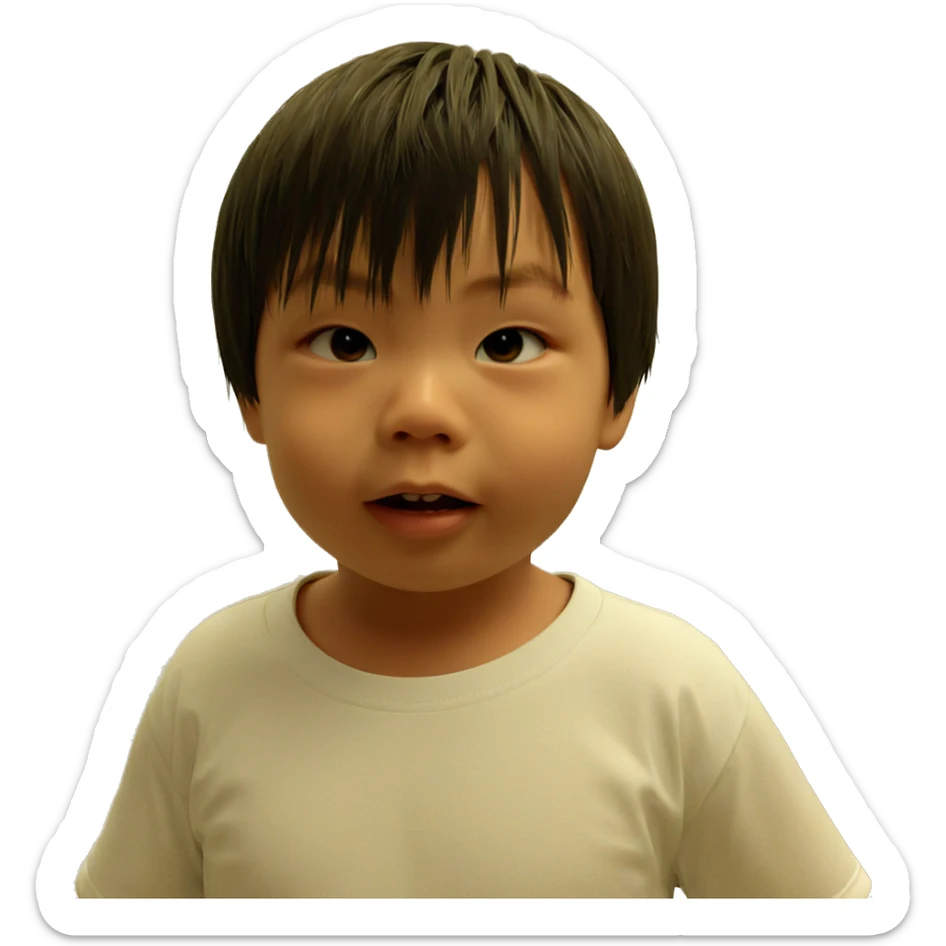young boy in white shirt sticker