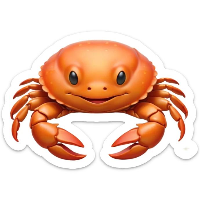 Meme-Worthy Cute Sleeping Baby Crab Portrait Emoji, Head and body resting peacefully with a contented smile, showcasing a petite, delicately armored form and eyes gently closed in serene slumber, Simplified yet adorably endearing features, highly detailed, glowing with a soft, drowsy coastal light, high shine, relaxed and utterly lovable, stylized with an air of playful laziness, soft glowing outline, capturing the essence of a sleeping baby crab that feels destined to become the next viral icon of adorable rest! sticker